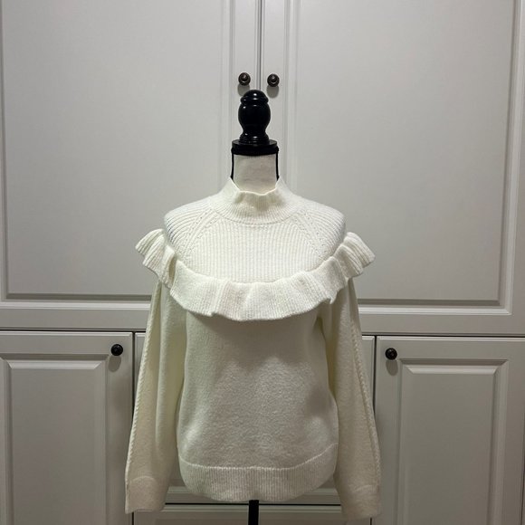NWT Ann Taylor Mixed Stitch Ruffled sweater Size M - Picture 2 of 8